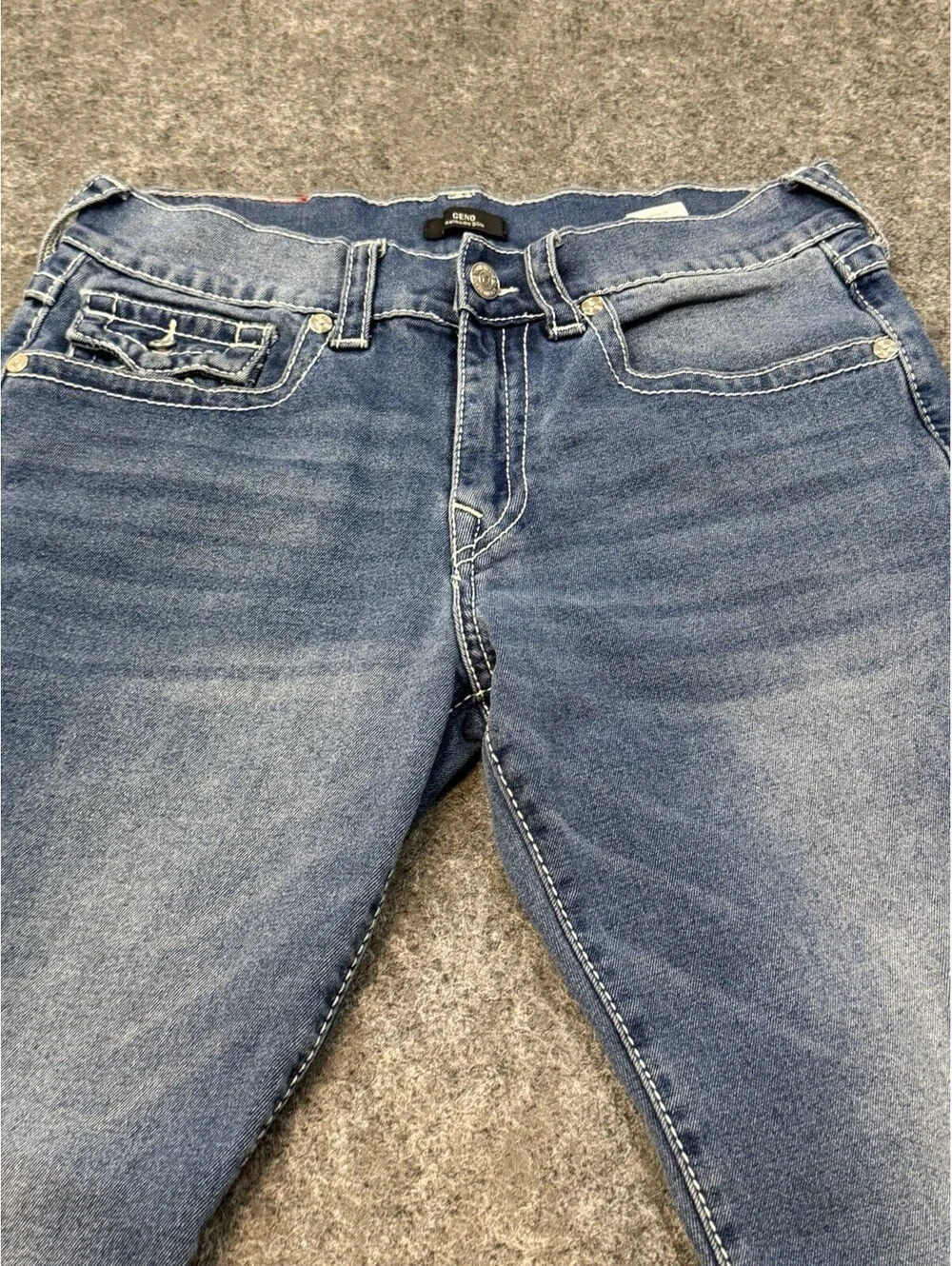 True Religion Geno Relaxed Slim Mens Jeans Sz 33x30 Blue Stretch Straight Denim